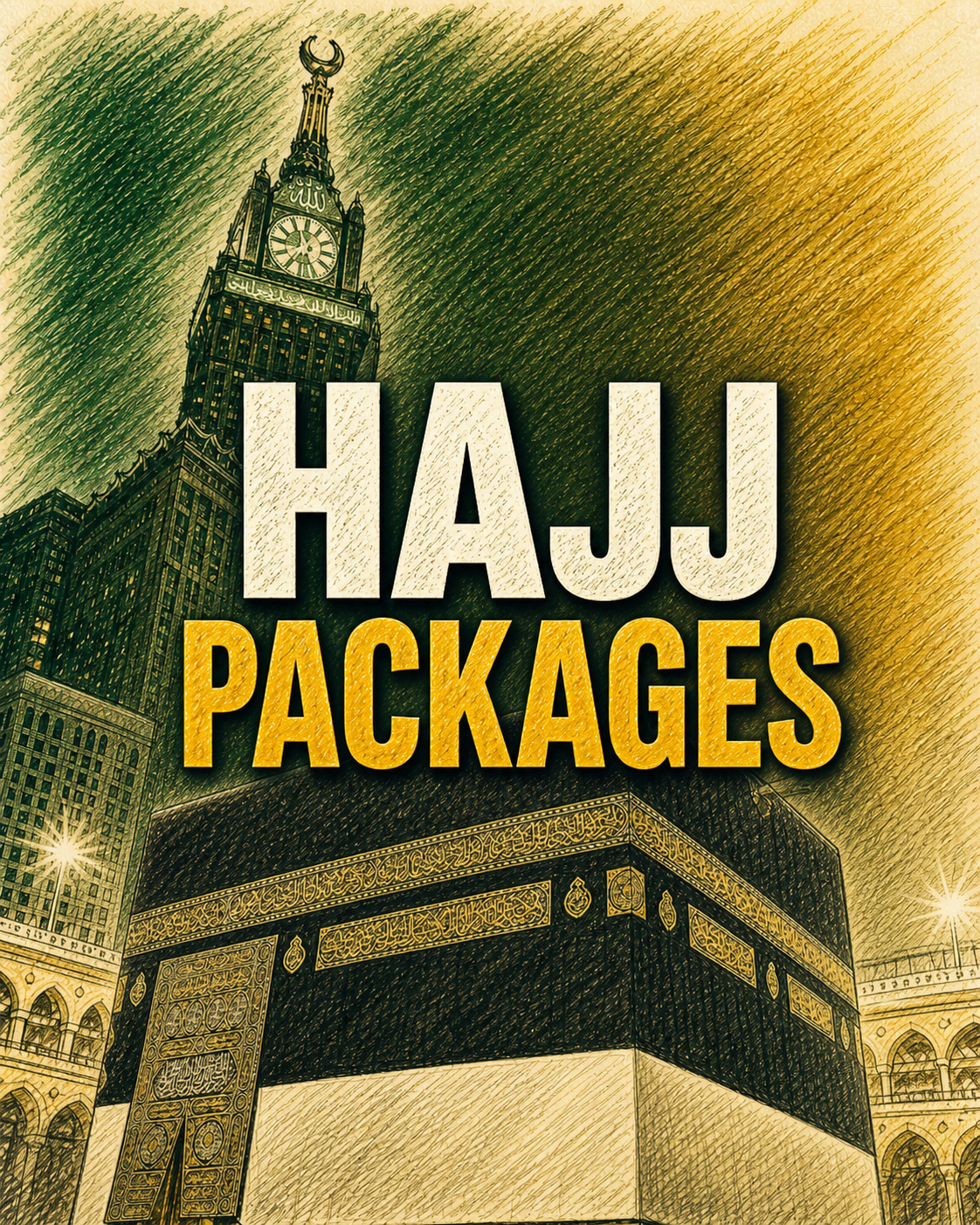 View of the Kaaba and the Clock Tower in Makkah